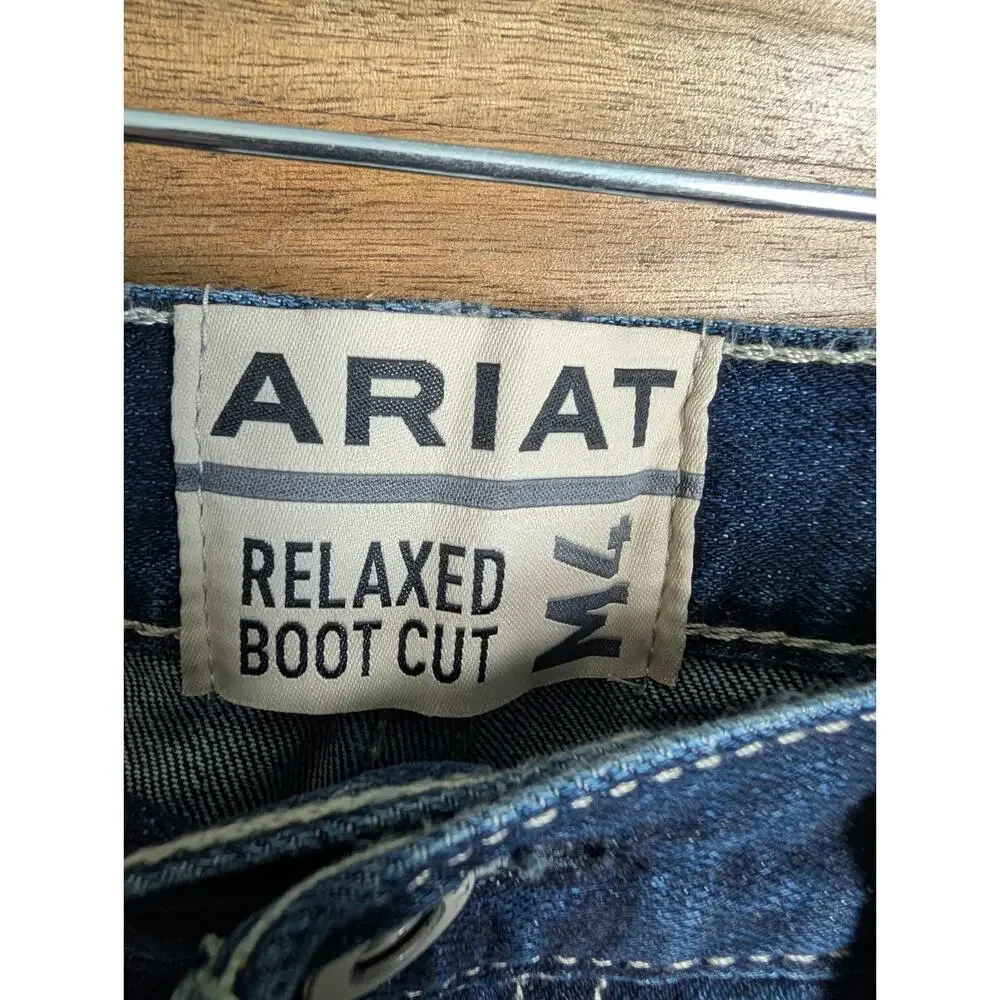 NWT Ariat M4 Jeans Mens 32x34 Blue Denim Stretch Relaxed Bootcut Leg 10021767